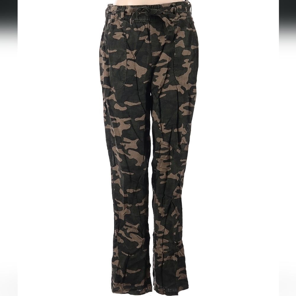 Soho military Green Camo Camouflage Linen-Viscose blend Gorpcore fall Pants_Med